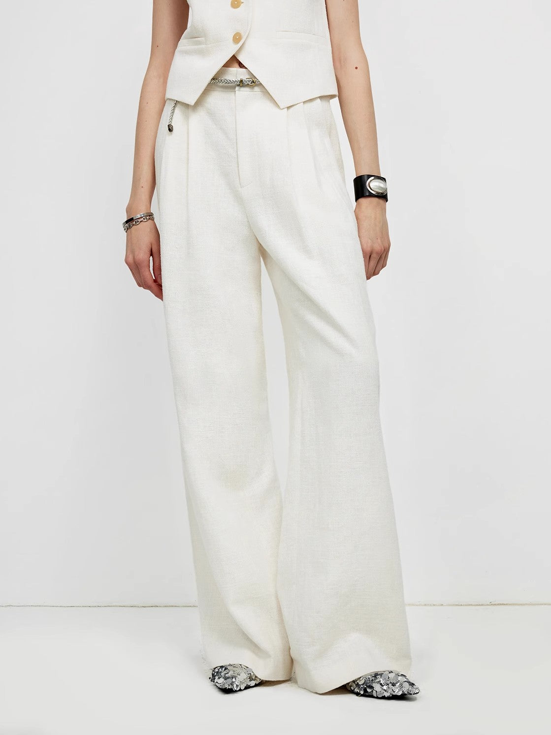 "Diary of an Old Friend" Ramie Oversize Suit Vest Set
