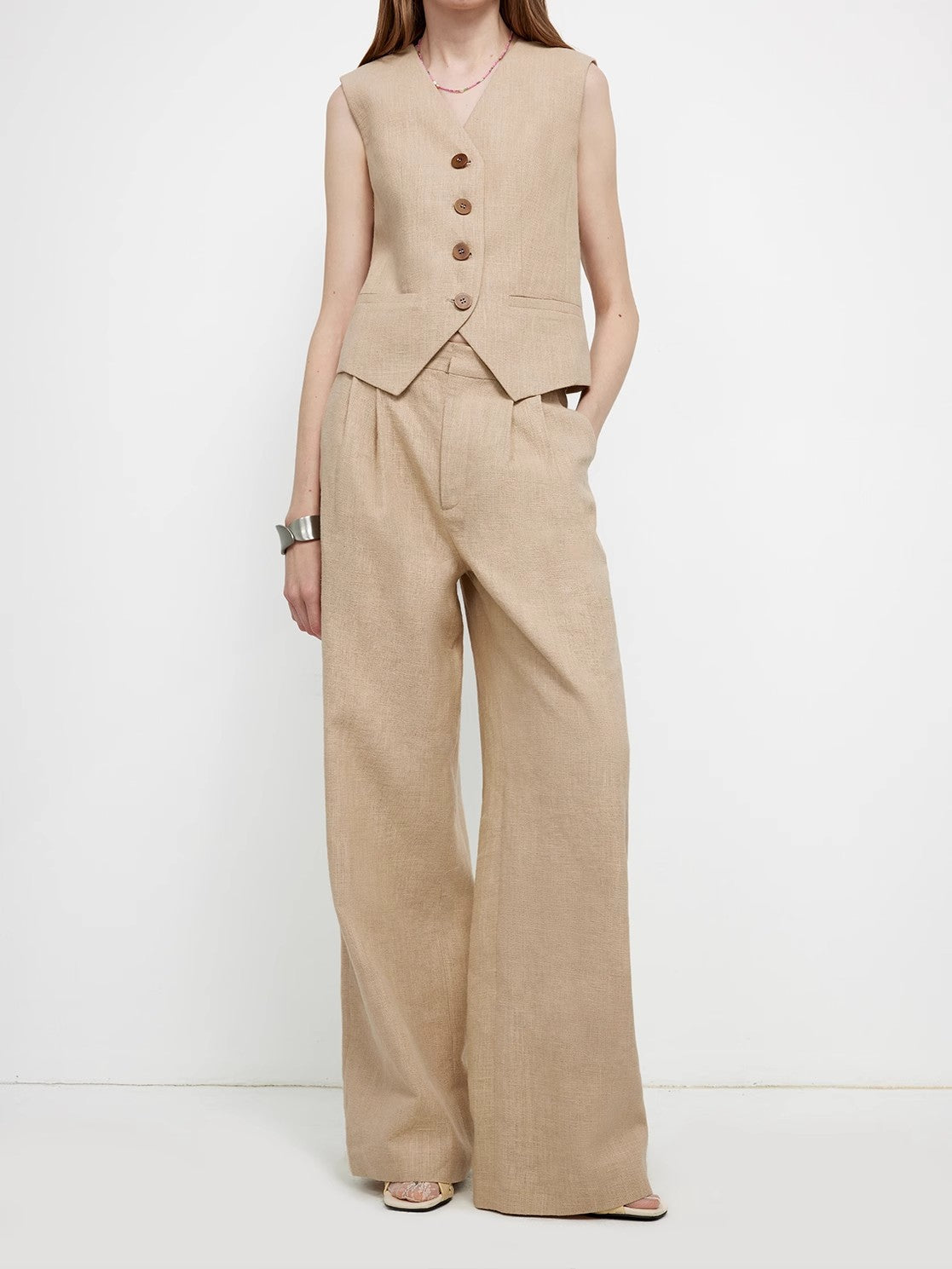 "Diary of an Old Friend" Ramie Oversize Suit Vest Set