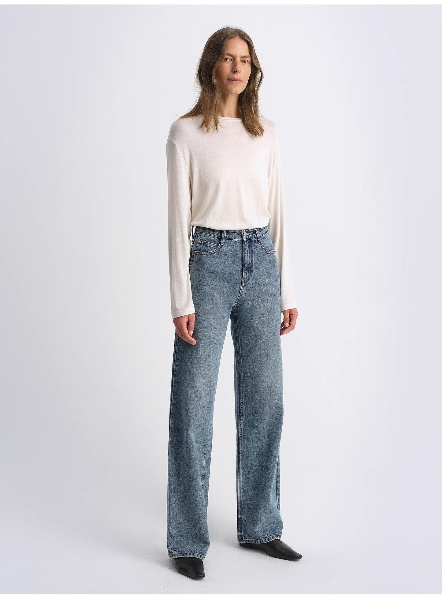 Retro Washed Organic Cotton Straight Jeans