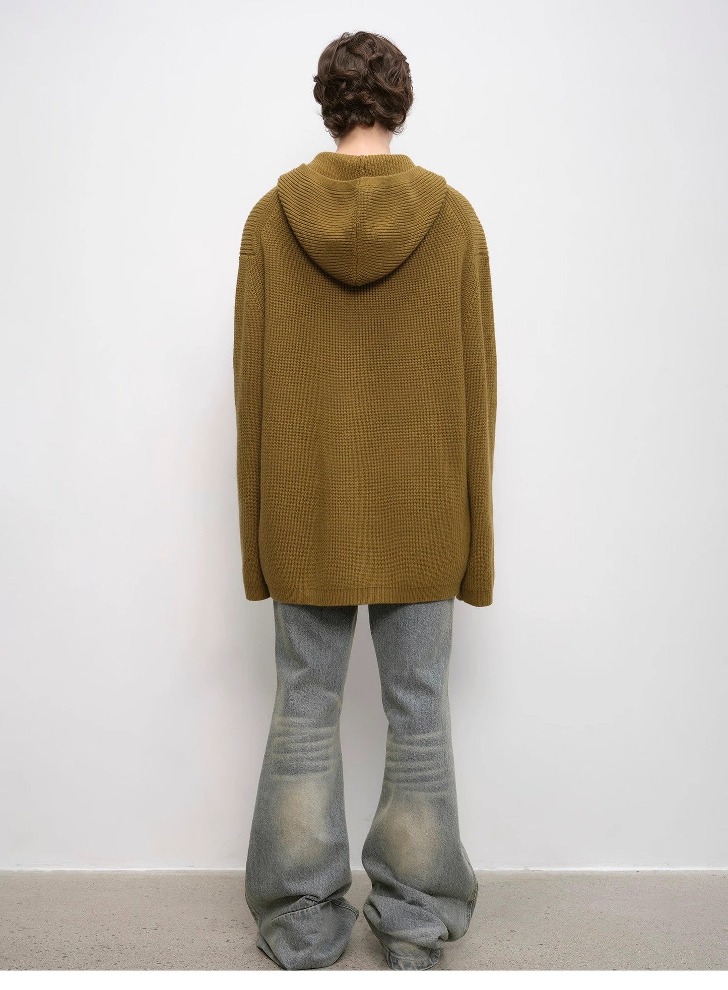 Wool Zipper Hoodie Oversized Sweater Boyfriend Fit