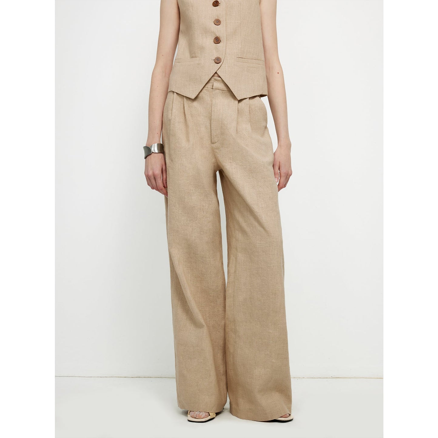 "Diary of an Old Friend" Ramie Oversize Suit Vest Set