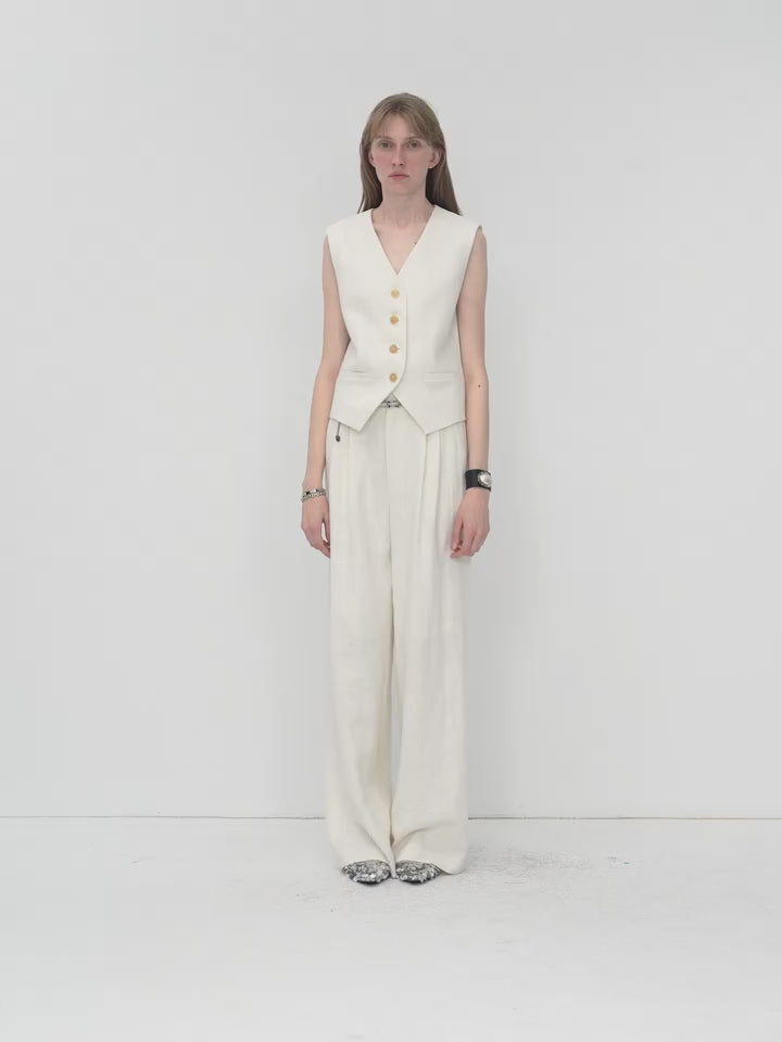 "Diary of an Old Friend" Ramie Oversize Suit Vest Set