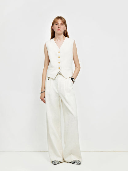 "Diary of an Old Friend" Ramie Oversize Suit Vest Set