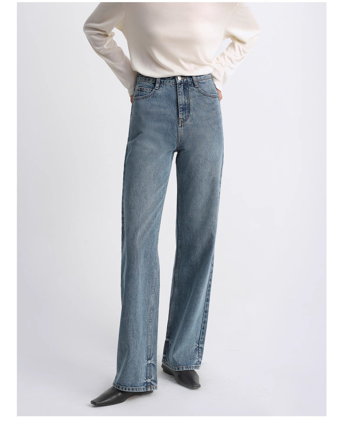 Retro Washed Organic Cotton Straight Jeans