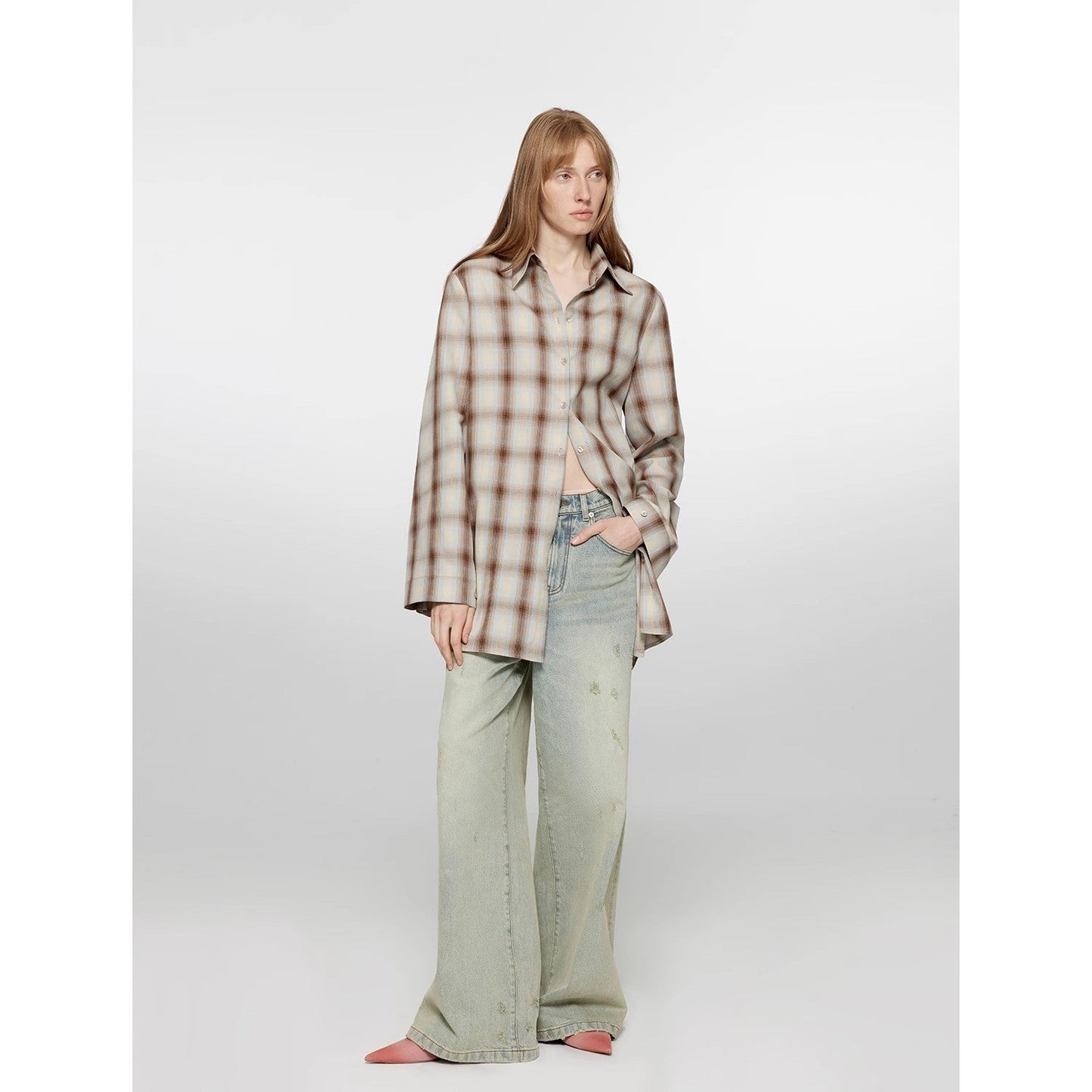 "90 Street" Retro Washed Distressed Jeans