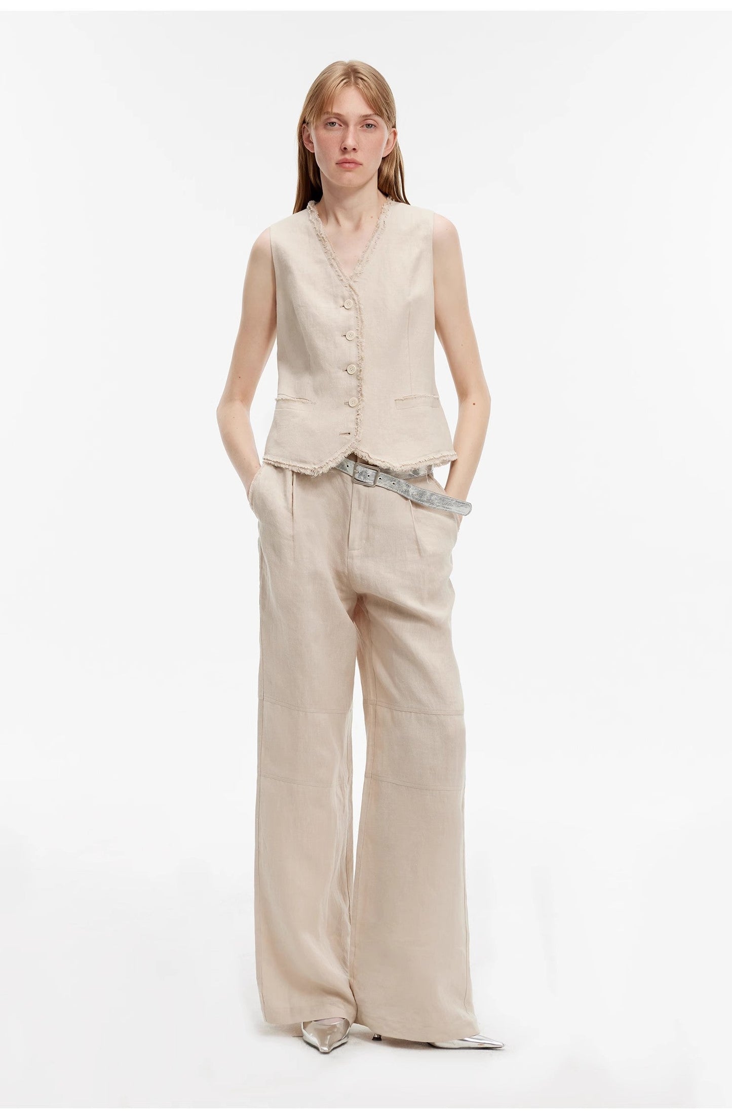 "Diary of an Old Friend" Ramie Oversize Suit Vest Set