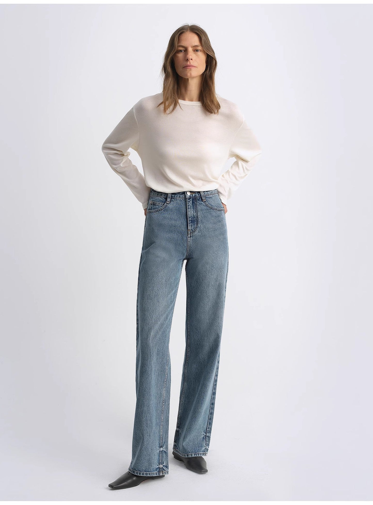 Retro Washed Organic Cotton Straight Jeans