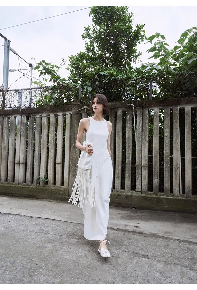 "Plain Poetry" Sleeveless French Dress