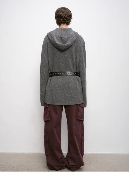 Wool Zipper Hoodie Oversized Sweater Boyfriend Fit