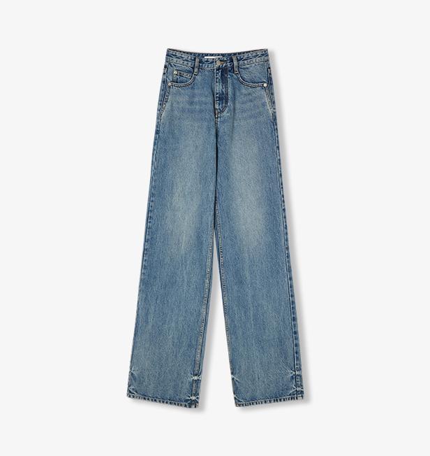 Retro Washed Organic Cotton Straight Jeans