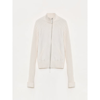 "Senna Melody" Fine Merino Wool and Cotton Blend Zipper Knitted Cardigan
