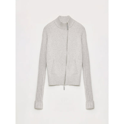 "Senna Melody" Fine Merino Wool and Cotton Blend Zipper Knitted Cardigan