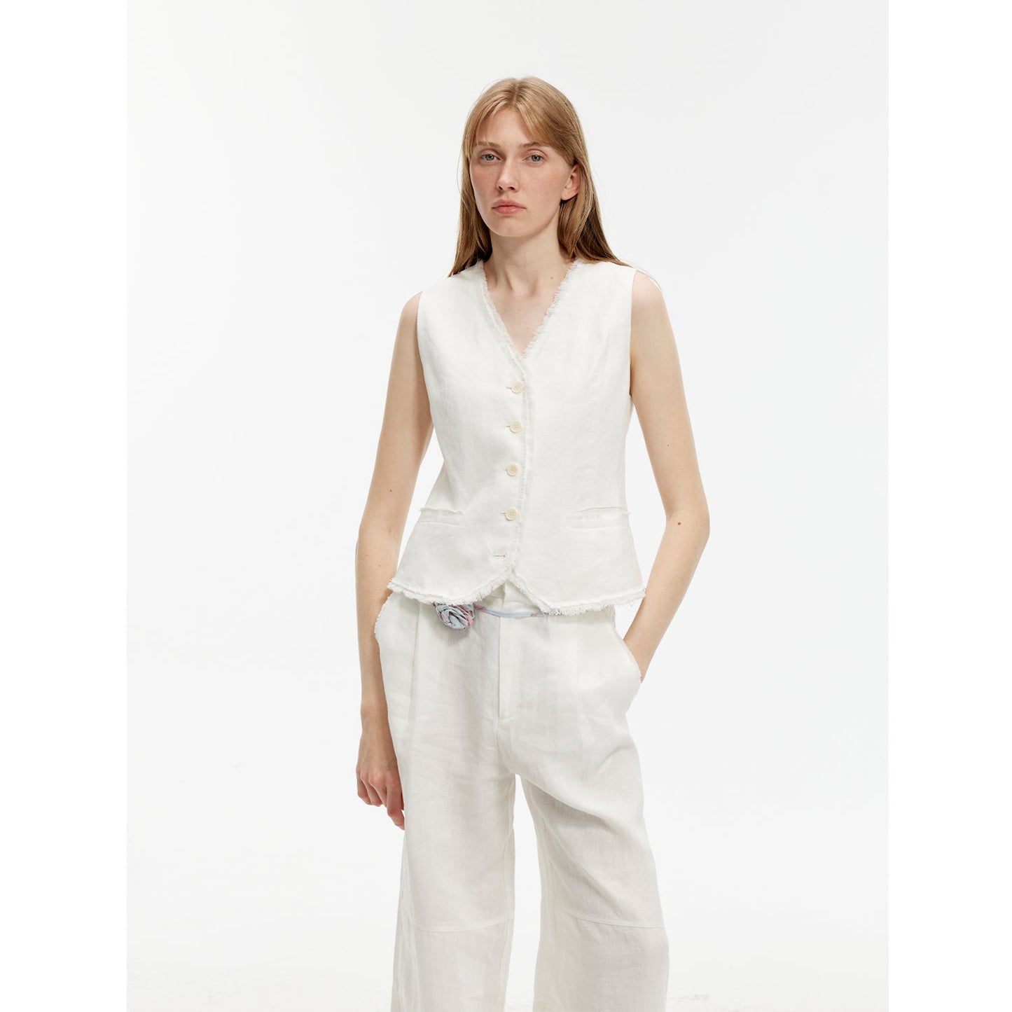 "Diary of an Old Friend" Ramie Oversize Suit Vest Set