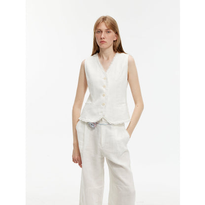 "Diary of an Old Friend" Ramie Oversize Suit Vest Set
