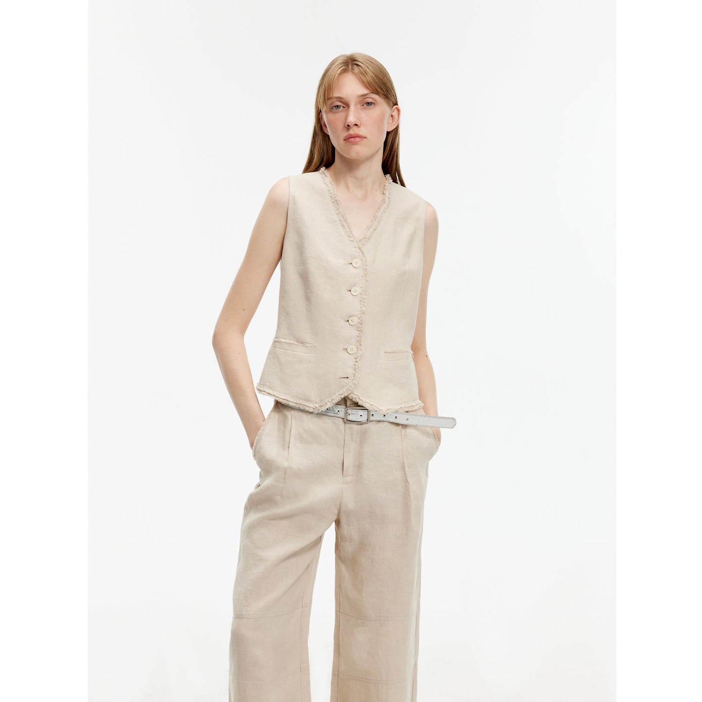 "Diary of an Old Friend" Ramie Oversize Suit Vest Set