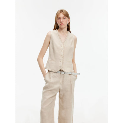 "Diary of an Old Friend" Ramie Oversize Suit Vest Set