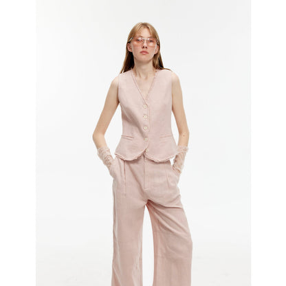 "Diary of an Old Friend" Ramie Oversize Suit Vest Set