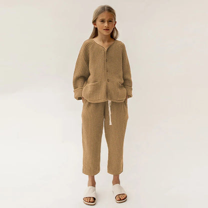 Waffle Organic Cotton Pajama Set Kid's Clothing