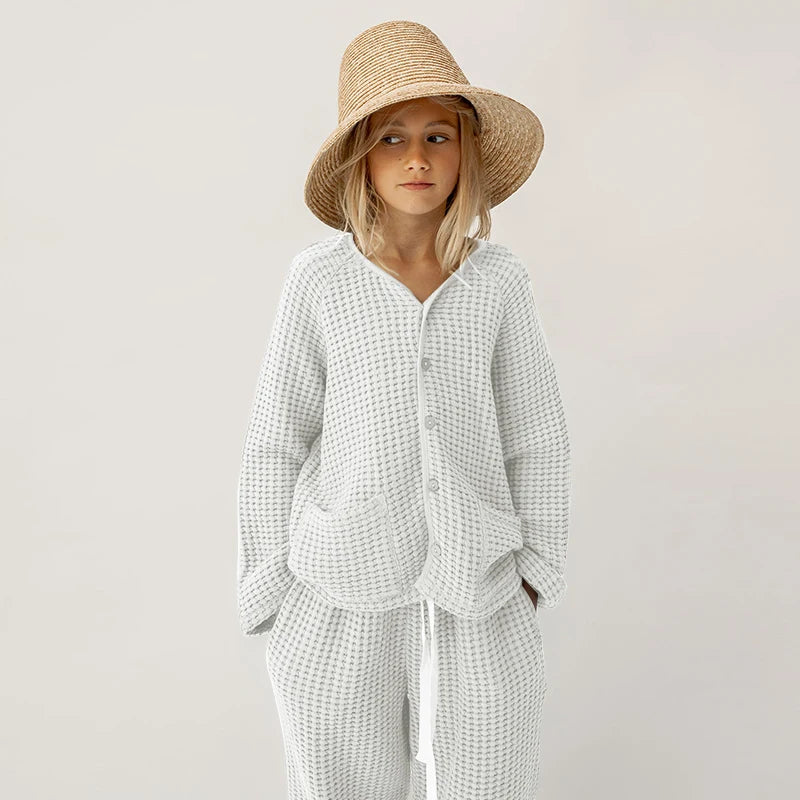 Waffle Organic Cotton Pajama Set Kid's Clothing