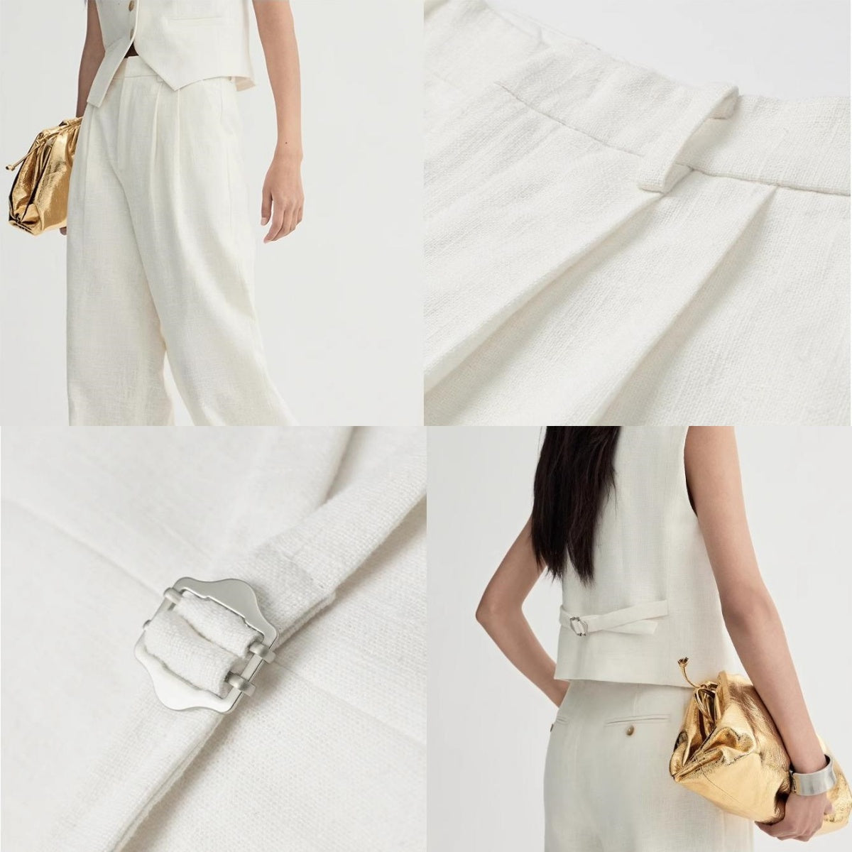 "Diary of an Old Friend" Ramie Oversize Suit Vest Set