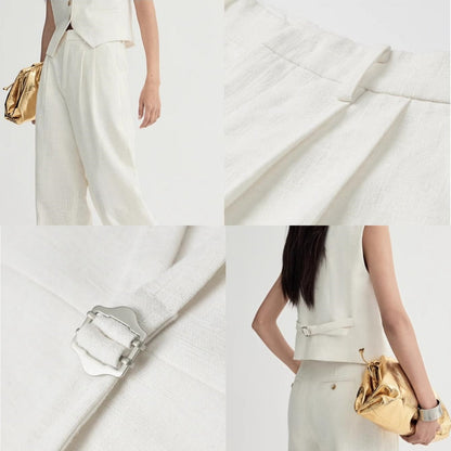 "Diary of an Old Friend" Ramie Oversize Suit Vest Set