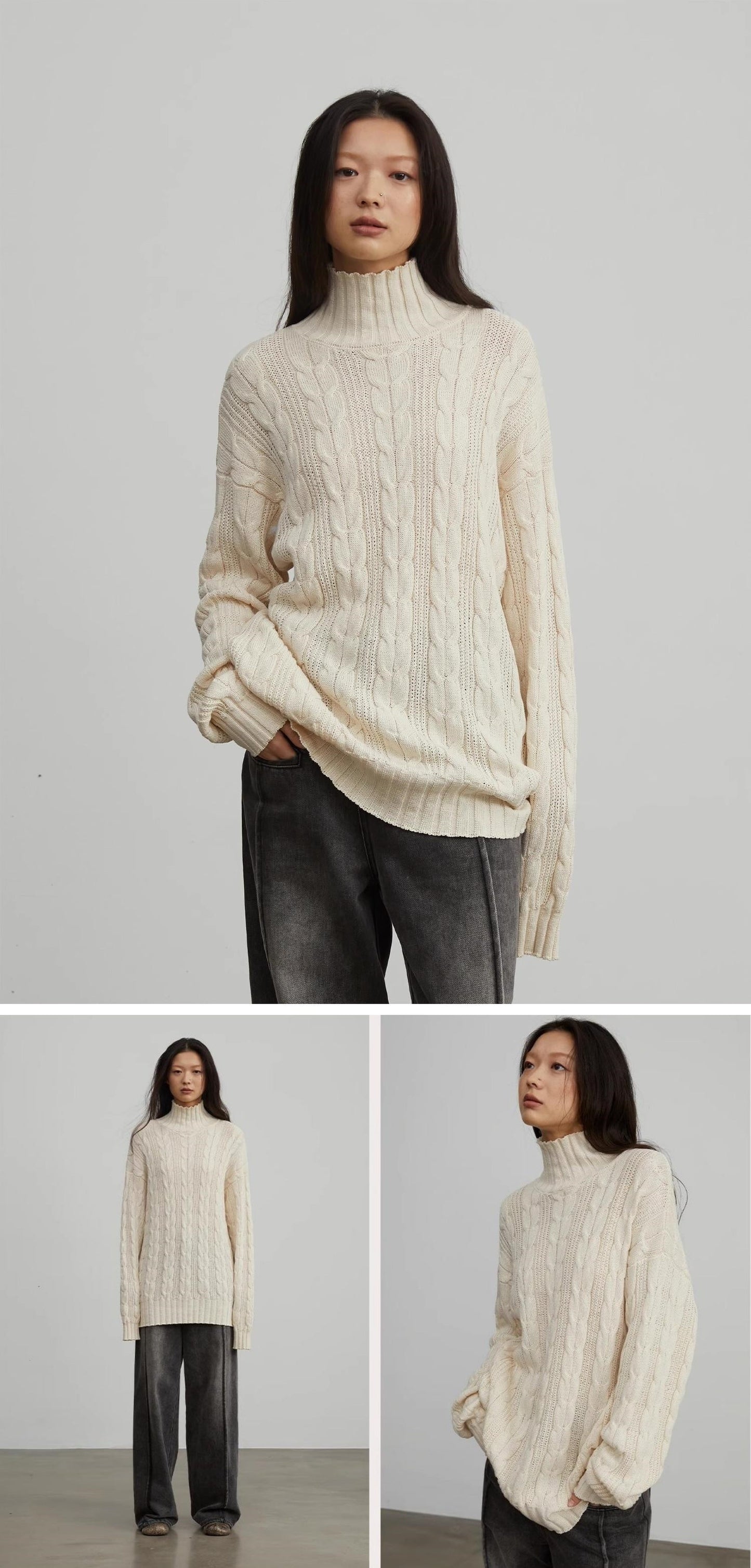 Fireladyfur Turtleneck Sweater "Warm Family Jacquard"